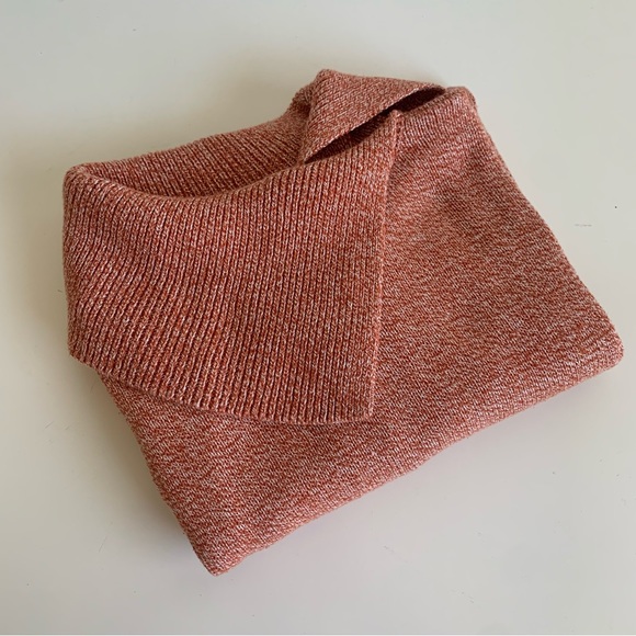 CABI sweater pumpkin orange, 1/2 dolman sleeves, split wide mock turtleneck, M - Picture 2 of 11